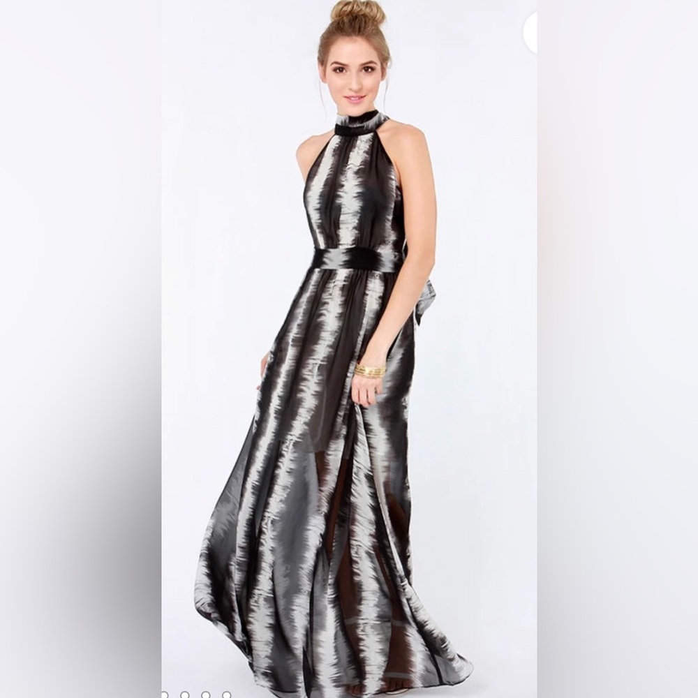 Xtaren Full Maxi Length Black White Dress Size Large